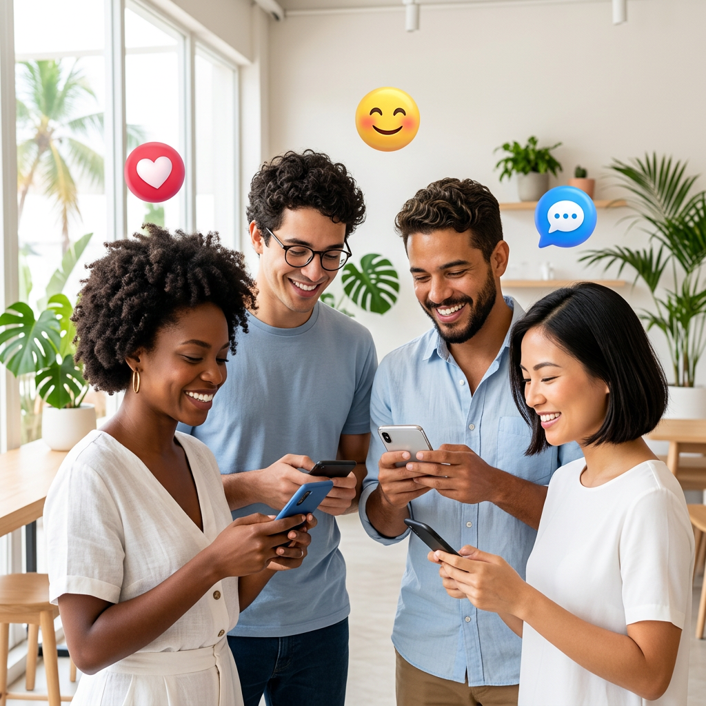 Pessoas conversando no celular pelo chat